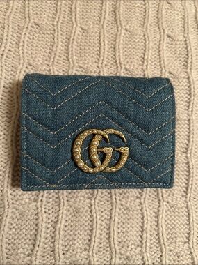 Gucci Pearl Marmont Denim Wallet